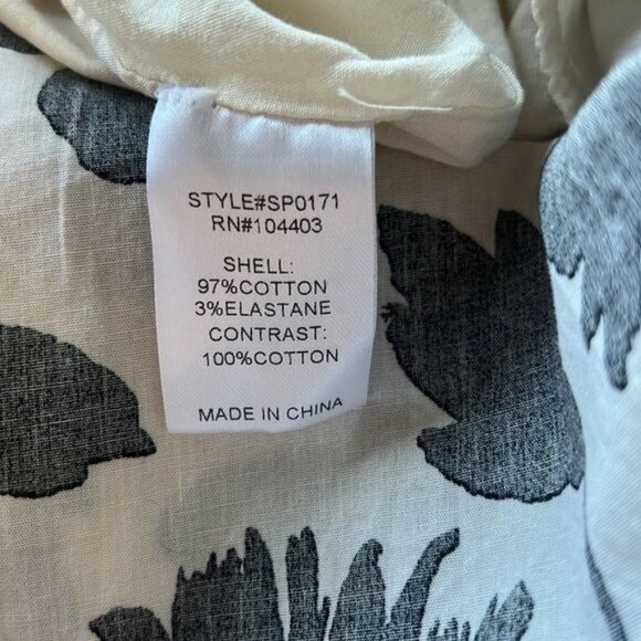 Zoe & Claire Black & Cream Floral Print Midi Dress Striped Waist Tie & Hem Sz M - Picture 10 of 13